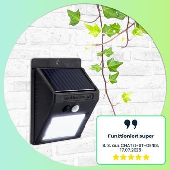 Preview: 4er-Set Kompakte Solar-LED-Wandleuchte mit Bewegungsmelder (20 SMD-LEDs): Helles Licht für sichere Wege & Eingänge – Energiesparend & kabellos Preview: 4er-Set Kompakte Solar-LED-Wandleuchte mit Bewegungsmelder (20 SMD-LEDs): Helles Licht für sichere Wege & Eingänge – Energiesparend & kabellos