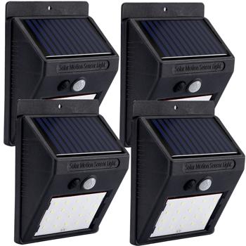 4er-Set Kompakte Solar-LED-Wandleuchte mit Bewegungsmelder (20 SMD-LEDs): Helles Licht für sichere Wege & Eingänge – Energiesparend & kabellos