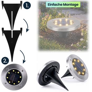 Preview: Edles 2er-Set Solar-Bodenstrahler 200lm IP44 mit Erdspiess: Helle Aussenleuchte für Garten & Weg – Schaffen Sie Sicherheit & Lichtakzente