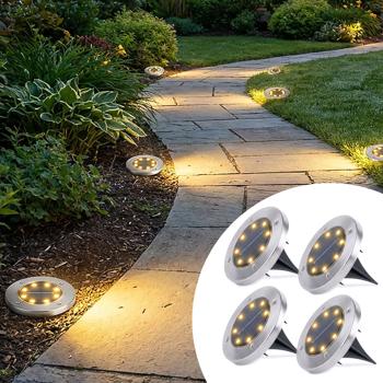 Edles 4er-Set Solar-Bodenstrahler 200lm IP44 mit Erdspiess: Helle Aussenleuchte für Garten & Weg – Schaffen Sie Sicherheit & Lichtakzente