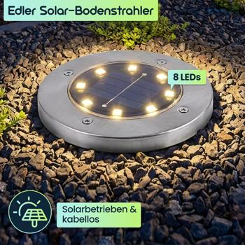 Preview: Edles 8er-Set Solar-Bodenstrahler 200lm IP44 mit Erdspiess: Helle Aussenleuchte für Garten & Weg – Schaffen Sie Sicherheit & Lichtakzente