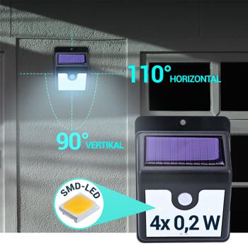 Preview: Efficient LED solar wall spotlight with motion sensor: 50 lumens, IP44 - Bright & energy-saving outdoor light with automatic activation