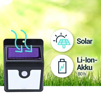 Preview: Efficient LED solar wall spotlight with motion sensor: 50 lumens, IP44 - Bright & energy-saving outdoor light with automatic activation