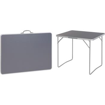 Preview: Table de camping pliante - Revêtement intempéries alu/plastique/MDF - Idéale voyages/camping-car - Grise 80x60 cm - Charge 30 kg