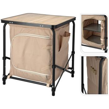 Preview: Folding camping cupboard, beige-black, camping kitchen box, more organization & storage space, ideal for camping, outdoor & travel