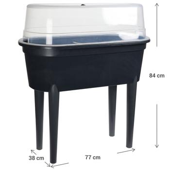 Preview: Table de culture surélevée - Germination croissance optimale légumes herbes - 77x38x84cm noire - Aération - Résistante intempéries