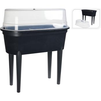 Preview: Table de culture surélevée - Germination croissance optimale légumes herbes - 77x38x84cm noire - Aération - Résistante intempéries