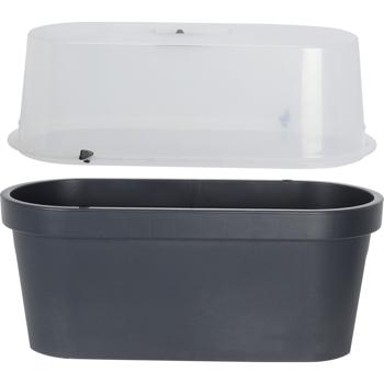 Preview: set of 2 railing planter boxes with greenhouse hood, anthracite, Robust and weather-resistant, Optimal conditions for herbs and plants