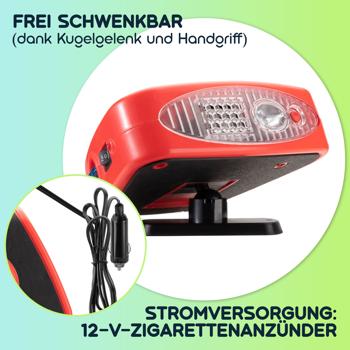 Preview: Leistungsstarker elektrischer Auto-Zusatzheizlüfter mit Kugelkopf-Halterung – 150W, 12V, schnelles Enteisen & Wärmen, ideal für kalte Winter-Morgen