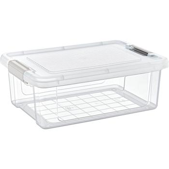 Preview: set di 2 pratici contenitori da 12 litri con coperchio, 41,3 x 29,2 x 15,3 cm, di ottima qualità, robusti per tenere in ordine la casa, ben visibili