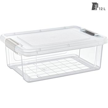 Preview: set di 2 pratici contenitori da 12 litri con coperchio, 41,3 x 29,2 x 15,3 cm, di ottima qualità, robusti per tenere in ordine la casa, ben visibili