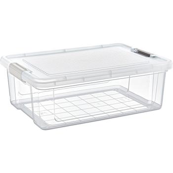 Preview: set of 3 Practical 20 liter storage box with lid, 49.1 x 34.8 x 17.2 cm, premium quality, sturdy storage box for keeping your home tidy, clear view