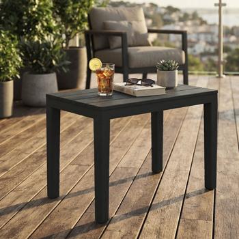 Garden and balcony side table made of weather-resistant plastic, gray, 60 x 45 x 39 cm, weatherproof outdoor table