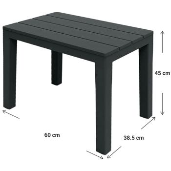 Preview: Garden and balcony side table made of weather-resistant plastic, gray, 60 x 45 x 39 cm, weatherproof outdoor table