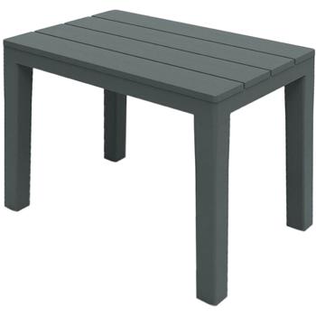 Preview: 2er-Set Garten- und Balkon-Beistelltisch aus witterungsbeständigem Kunststoff, grau, 60 x 45 x 39 cm, Wetterfester Outdoor-Tisch