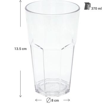 Preview: Bruchsicheres Trinkglas aus Kunststoff, 370 ml, Ideal für Gartenpartys, Camping & mehr, Wiederverwendbar, leicht & spülmaschinenfest