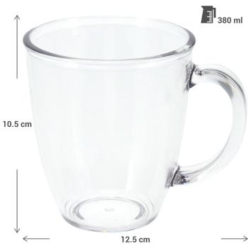 Preview: 4er-Set Tasse Kunststoff 380ml - bruchsicher & spülmaschinengeeignet - ideal für Camping Picknick Partys Outdoor-Einsatz mit transparenter Glas-Optik