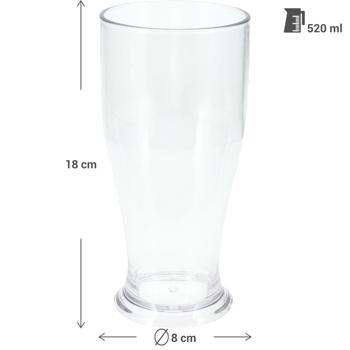Preview: set of 2 shatterproof plastic beer glasses, 520 ml, Ideal for garden parties, camping & more, Reusable, lightweight & dishwasher-safe