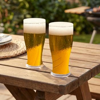 set di 2 bicchieri da birra in plastica infrangibili, 520 ml, ideali per feste in giardino, campeggio e altro ancora, riutilizzabili, leggeri e lavabili in lavastoviglie
