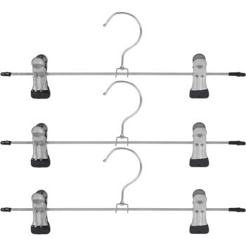 Preview: Space-saving set of 6 trouser hangers made of sturdy metal - non-slip, stable - ideal for jeans, suit pants & more. Perfect closet organization