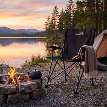 Preview: Camping chair, black, foldable, robust, lightweight & space-saving, ideal for camping, outdoor & festivals
