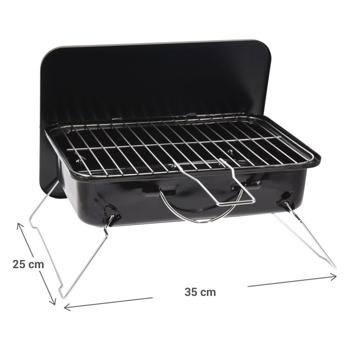 Preview: Barbecue a carbonella pieghevole, griglia in acciaio inox, 35x25cm, nero - Barbecue mobile per campeggio, balcone e picnic Preview: Barbecue a carbonella pieghevole, griglia in acciaio inox, 35x25cm, nero - Barbecue mobile per campeggio, balcone e picnic