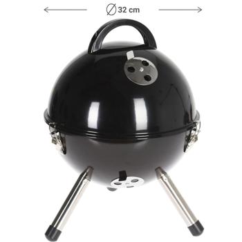 Preview: Barbecue a carbonella compatto (Ø 32 cm) - nero, pratico e ideale per picnic, campeggio ed escursioni all‘aperto e barbecue Preview: Barbecue a carbonella compatto (Ø 32 cm) - nero, pratico e ideale per picnic, campeggio ed escursioni all‘aperto e barbecue