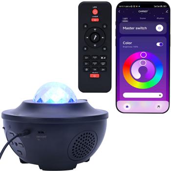 Preview: Projecteur Laser Ciel Étoilé-Haut-parleur Bluetooth Intégré, Wi-Fi, Commande Vocale, App Tuya/SmartLife-LED RGBW, Surface 200m²