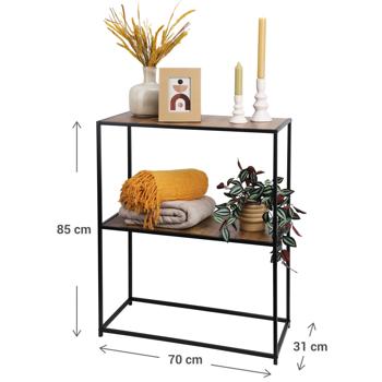 Preview:  Elegante scaffale multiuso (70 x 85 x 30 cm) con 2 ripiani: ideale per la cucina, il corridoio e la camera da letto, stabile, facile da montare e in grado di creare ulteriore spazio di archiviazione