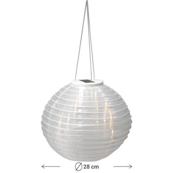 Preview: Solar LED Lampion mit Dämmerungssensor, weiss, Ø 28 cm: Automatische Gartenleuchte, dekorativ & einfach aufzuhängen
