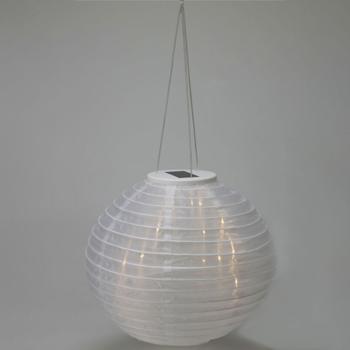 Preview: Solar LED Lampion mit Dämmerungssensor, weiss, Ø 28 cm: Automatische Gartenleuchte, dekorativ & einfach aufzuhängen