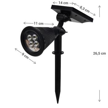 Preview: set of 2 solar garden spotlights with ground spike - Weatherproof garden spotlight (IP44), 200 lumens - Perfect accents on plants & paths
