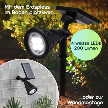 Preview: 2er-Set Solar-Gartenstrahler mit Erdspiess - Wetterfester Gartenstrahler (IP44), 200 Lumen - Perfekte Akzente an Pflanzen & Wegen Preview: 2er-Set Solar-Gartenstrahler mit Erdspiess - Wetterfester Gartenstrahler (IP44), 200 Lumen - Perfekte Akzente an Pflanzen & Wegen