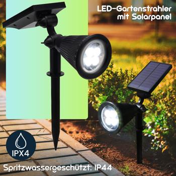 Preview: 2er-Set Solar-Gartenstrahler mit Erdspiess - Wetterfester Gartenstrahler (IP44), 200 Lumen - Perfekte Akzente an Pflanzen & Wegen Preview: 2er-Set Solar-Gartenstrahler mit Erdspiess - Wetterfester Gartenstrahler (IP44), 200 Lumen - Perfekte Akzente an Pflanzen & Wegen