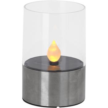Preview: Lot de 3 Lampes-Bougies Solaires - Effet Flamme Réaliste & Lumière Blanc Chaud - Socle Inox - Ø 7,5 cm - Écologique & IP44