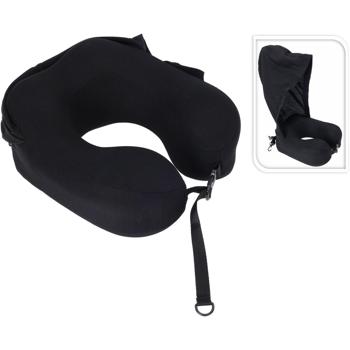 Preview: Oreiller cervical ergonomique en mousse à mémoire de forme - Housse lavable - Noir - Confort maximal pour voyages & sommeil réparateur - CH9541