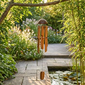 Wind and sound chime made of bamboo, Ø 15 x H 30 cm, Feng Shui wind organ relaxation
