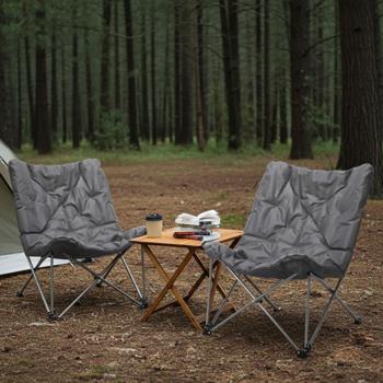 set of 2 upholstered camping chairs, foldable, robust, lightweight & space-saving, ideal for camping, outdoor & festivals