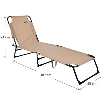 Preview: Tripod sun lounger, foldable, beige, relaxing and sunbathing in the garden, by the pool or on the beach