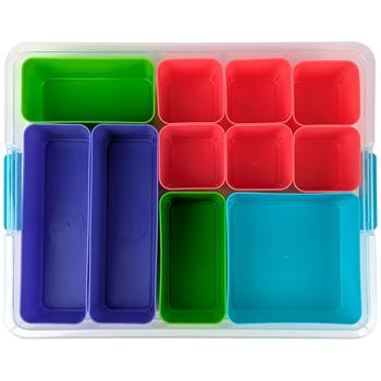 Preview: Pratica scatola di selezione con 11 inserti rimovibili: Organizzazione perfetta per viti, perline e simili, robusta e salvaspazio per l‘officina, la casa e l‘hobby