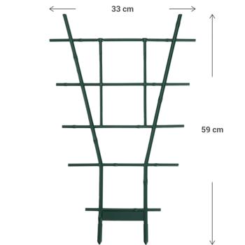 Preview: Stabiles Fächerspalier Pflanzgitter, grün, 59 x 33 cm, wetterfest, dekorativ & stabil für Kletterpflanzen, Garten & Balkon, langlebig