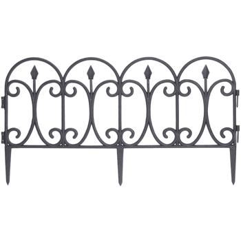 Preview: set di 4 recinzioni per aiuole resistenti alle intemperie, nere, 60 x 30 cm ciascuna: robusta protezione delle piante e bordatura decorativa delle aiuole, facile installazione per giardini e aiuole