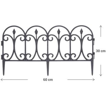 Preview: set di 4 recinzioni per aiuole resistenti alle intemperie, nere, 60 x 30 cm ciascuna: robusta protezione delle piante e bordatura decorativa delle aiuole, facile installazione per giardini e aiuole
