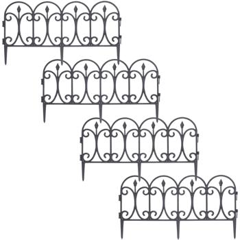 Preview: Clôture de Parterre Décorative (x16) - Protection Robuste des Plantes & Bordure de Jardin - Polypropylène Noir 60x30cm - Résistante aux Intempéries