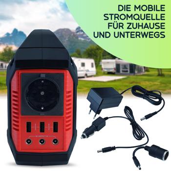 Preview: Tragbare Powerstation & Solar-Generator 155 Wh - Inkl. 20W Solarpanel - 7 Anschlüsse USB 12V 230V - Camping Notfall Laptops Smartphones