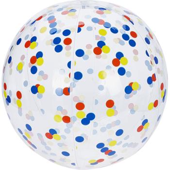 Preview: 2er-Set Aufblasbarer Strandball 50 cm Durchmesser - Halbdurchsichtig mit bunten Konfetti-Punkten - Aufblasbarer Wasserball für Pool, Strand und Urlaub