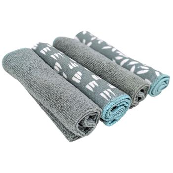 Preview: Mikrofaser-Reinigungstücher, 4-tlg., fusselfrei, 30 x 30 cm, Multifunktional für Küche, Bad, Auto, Fenster