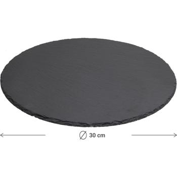 Preview: Plateau de service rond en ardoise - Décoration de table élégante pour Noël, anniversaires, apéritifs - Robuste, Ø 28 cm, nettoyage facile