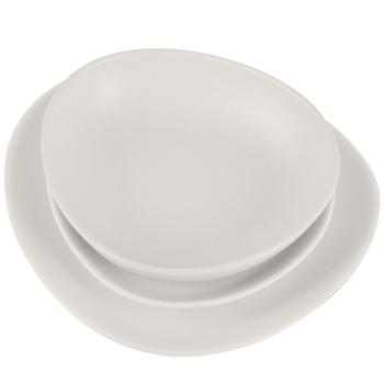 Preview: Set de vaisselle en faïence 18 pcs - Crème mat pour 6 personnes - Assiettes plates, dessert, bols - Design moderne, micro-ondes/lave-vaisselle