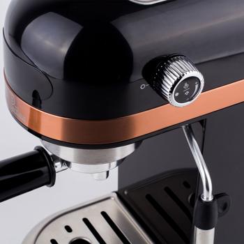 Preview: Premium Siebträger-Espressomaschine mit Milchschaumdüse, 15 bar, schwarz-rose, Barista-Qualität, perfekt für Kaffee, Espresso, Cappuccino, Latte